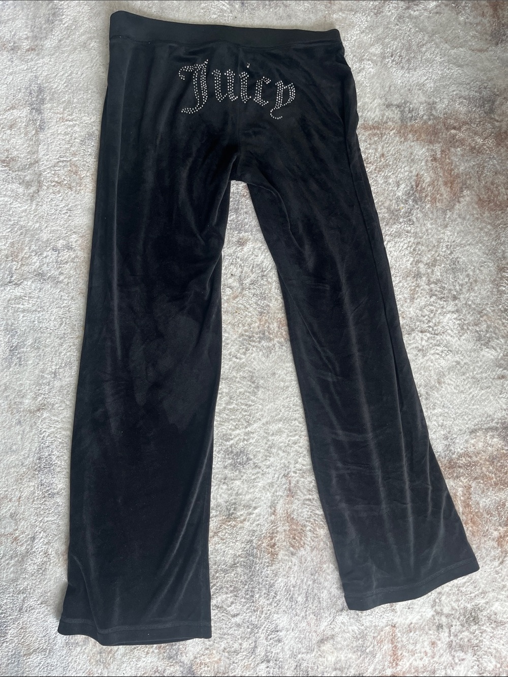 Juicy Couture Black Velour Joggers with Rhinestone 'Juicy' Back Logo